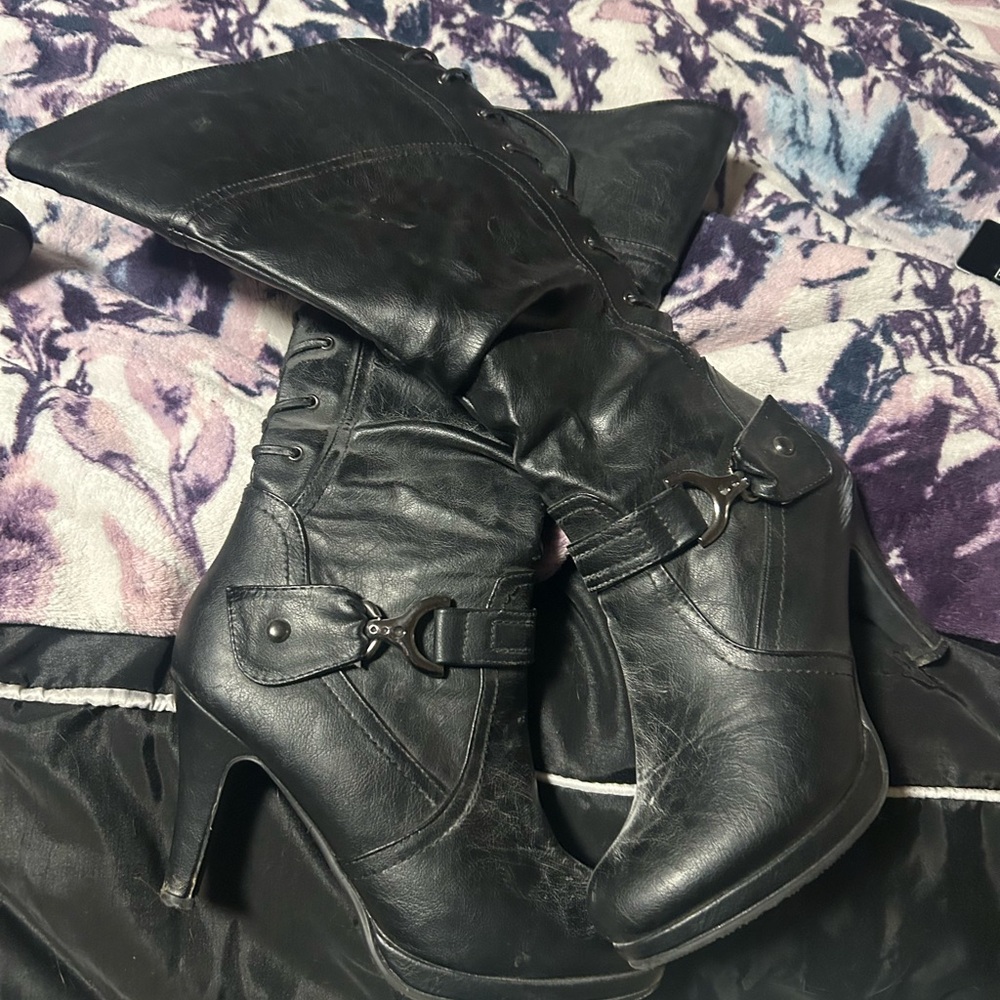 Black faux leather